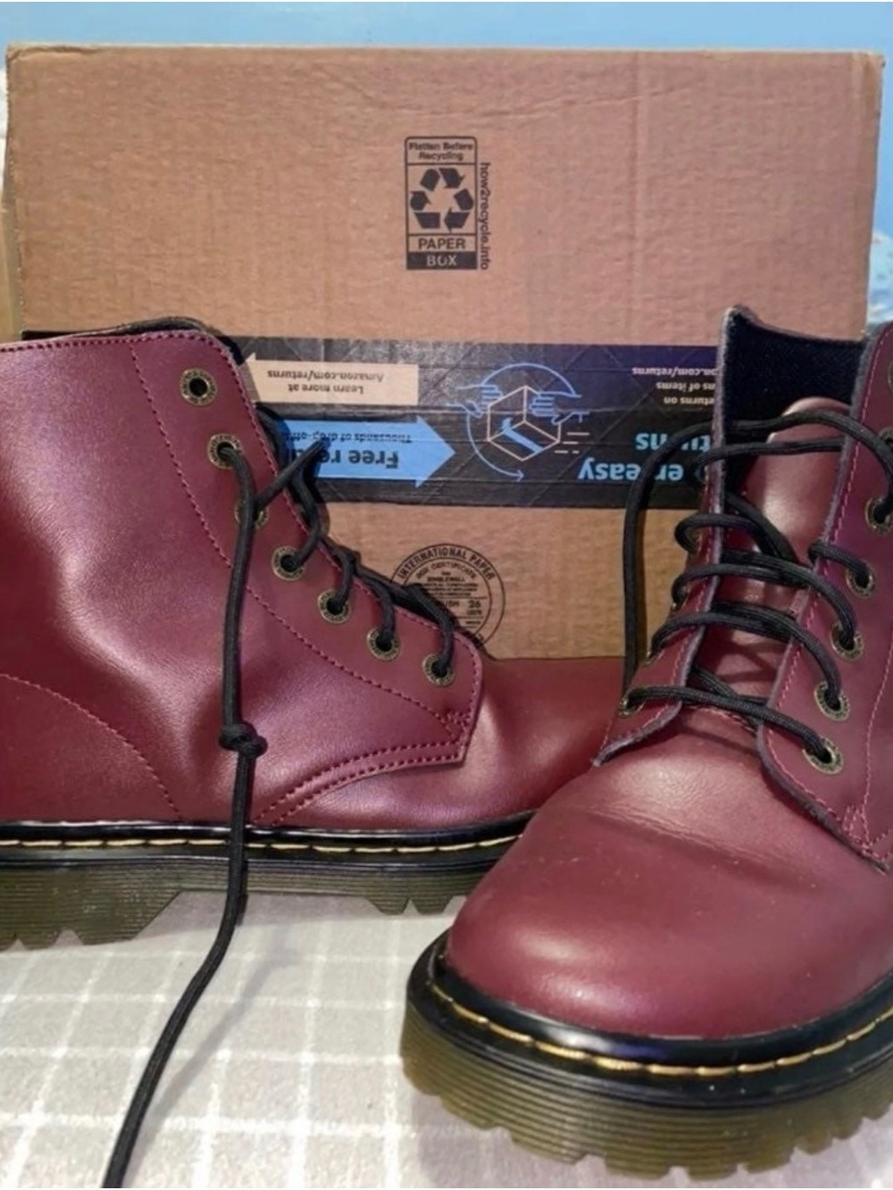Burgundy Doc Marten Combat Boots